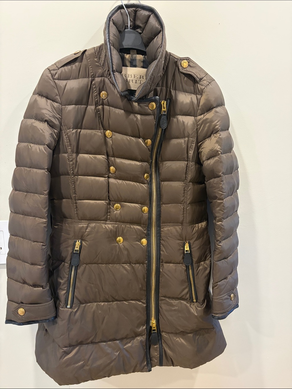 Burberry Brit Quilted Puffer Coat with Gold Hardware